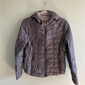 Women's BCB Generation Gray Packable Down Puffer Hooded Jacket Large